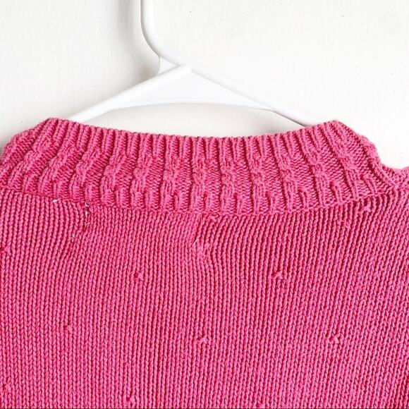 Vintage Hand Loomed Embroidered Pink Crewneck Sweater Floral Designs Cottagecore - Picture 9 of 9